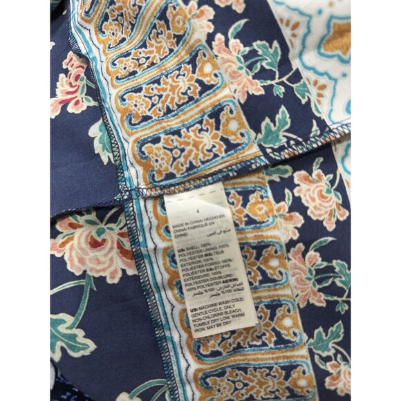 Chico's Navy Floral Maxi Dress Kimono Sleeve Boho Coastal 4 (U.S Plus Sz 18-20) - Picture 11 of 12